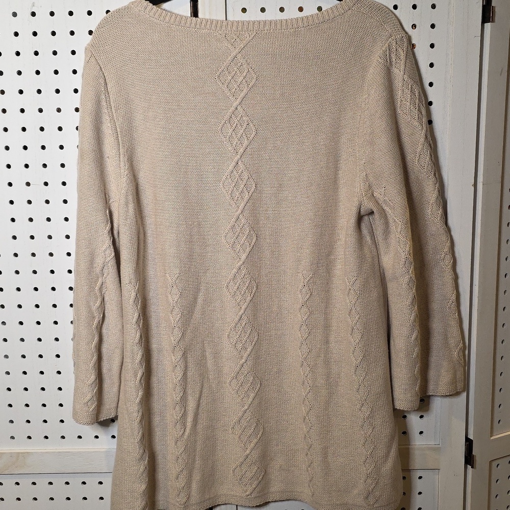 Soft Surroundings Reza 3/4 Sleeve Flare Sweater Beige Oatmeal XL NWT silk Blend - Picture 6 of 6